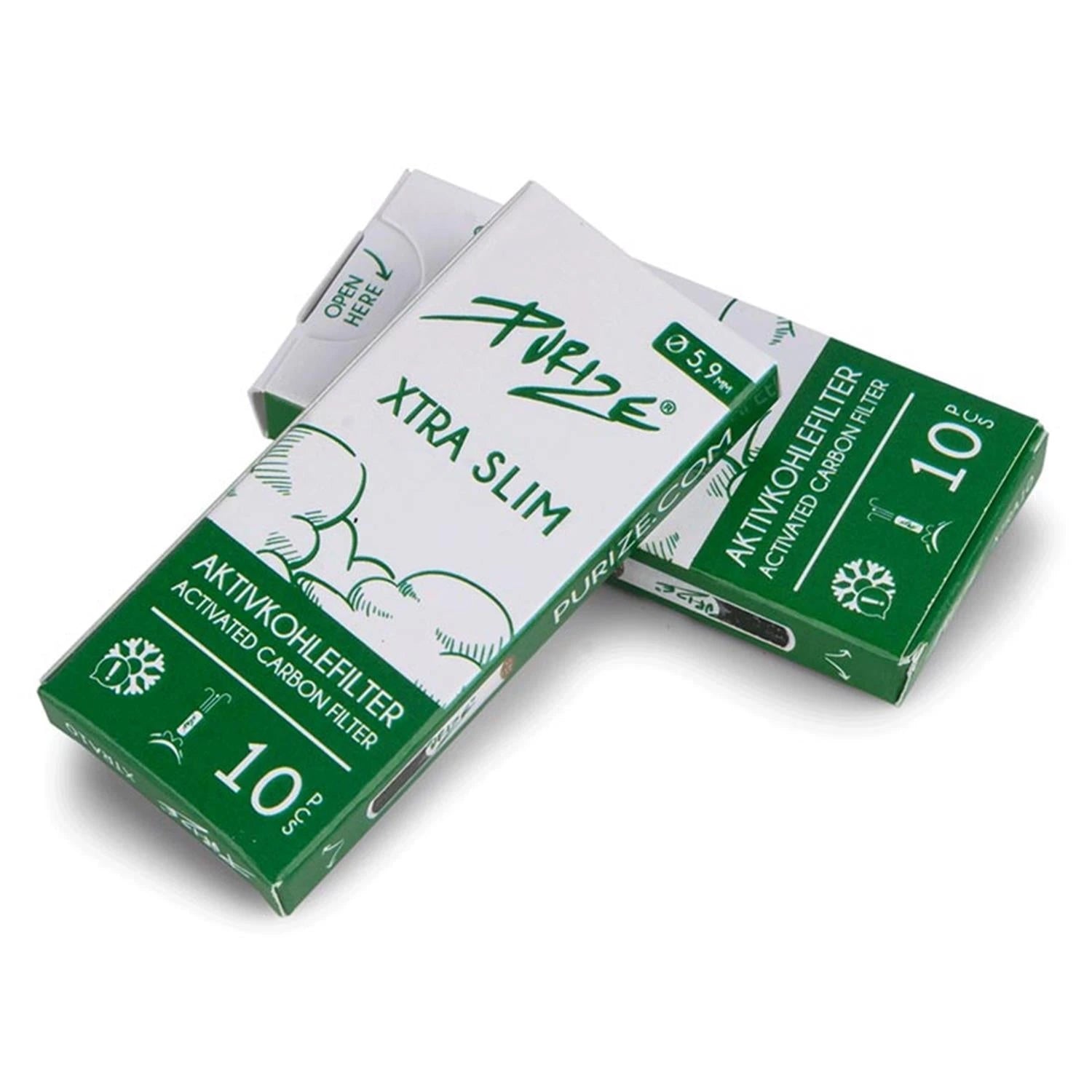 PURIZE XTRA Slim Aktivkohlefilter (10 Stück) PURIZE